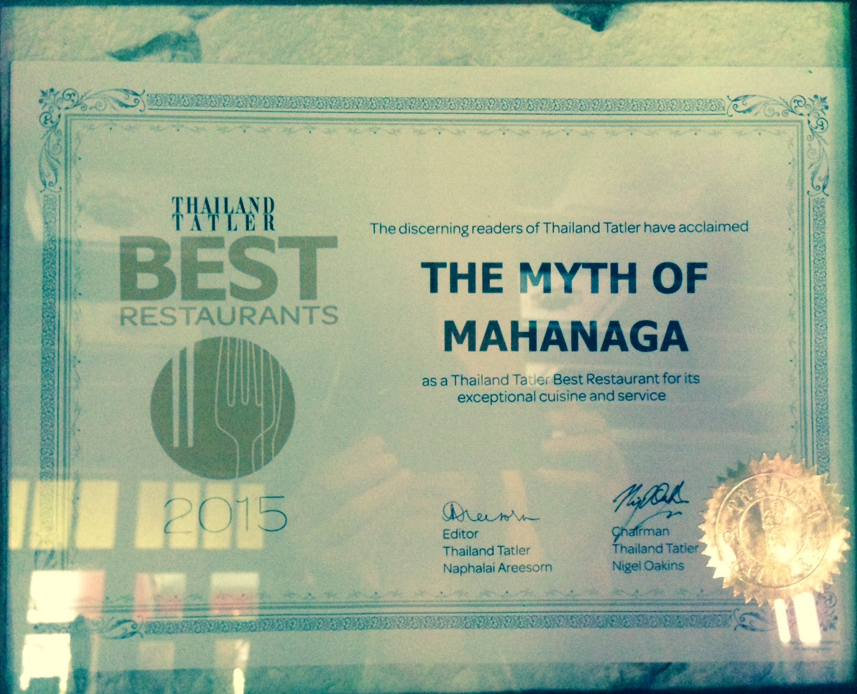 MahaNaga-Thailand Tattler Best Restaurant Awards 2015